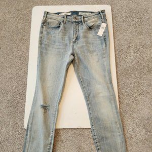 Anthropologie Rip Knee High Rise  Skinny Jeans Sz 30 Light Wash  - Pilcro